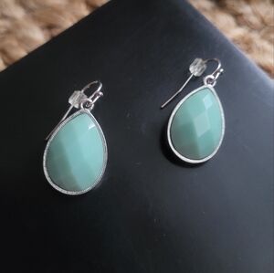 Mint Green Faceted Teardrop Dangle Earrings